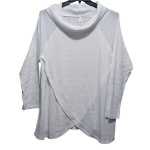 White Cowl Neck Waffle Knit Top 3X By Spool